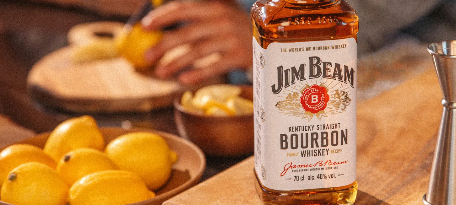 Jim Beam White Bourbon and fresh lemons