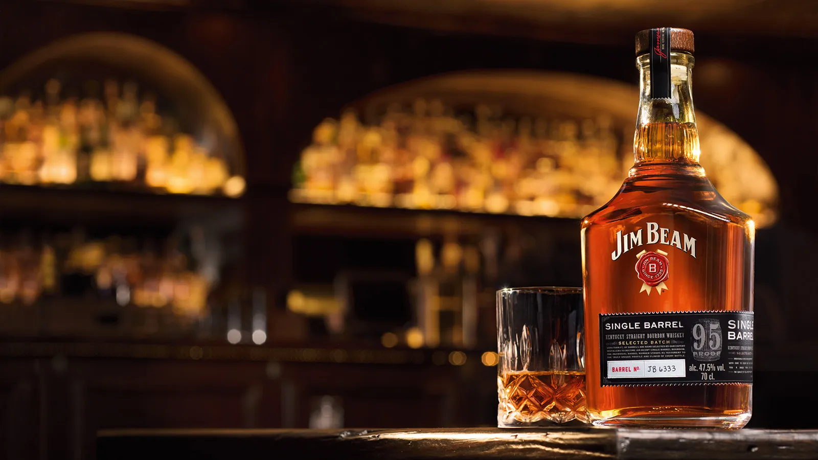 Jim Beam Single Barrel bottle in a club