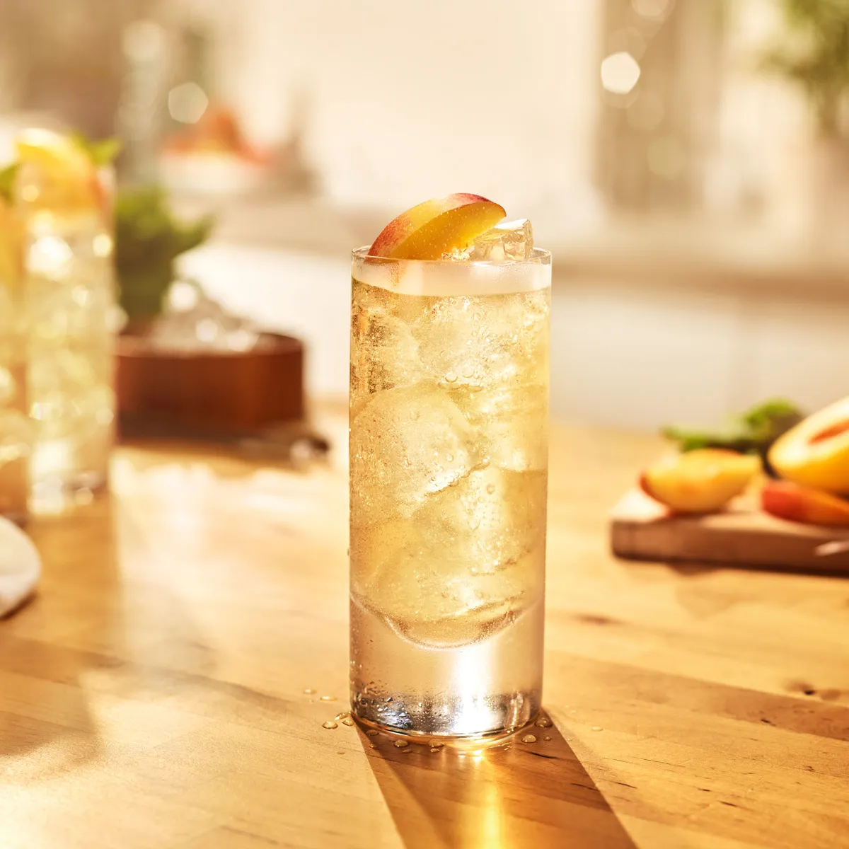 Jim beam peach soda highball cocktail